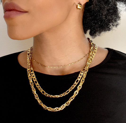 Brooklyn 18K Gold Figaro Chain Necklace — Waterproof & Tarnish-Free