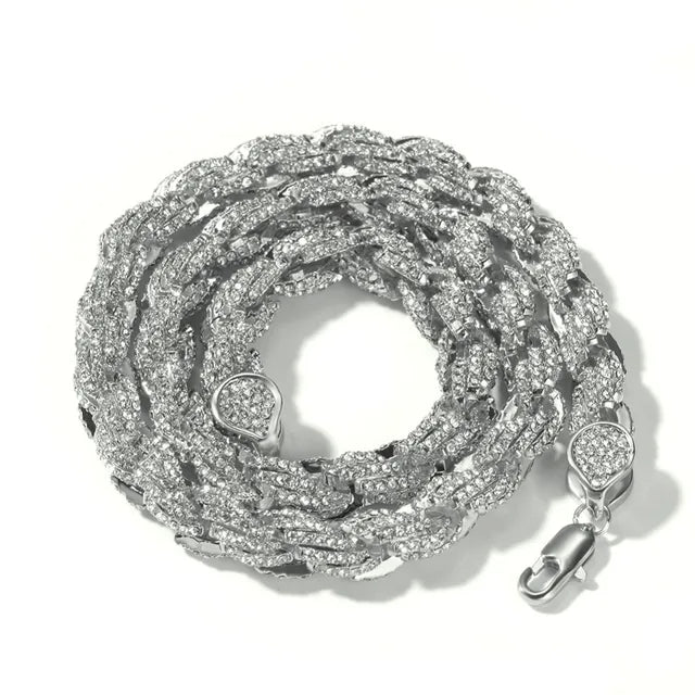 9mm Rope Chain Necklace Silver/rose Gold /gold Color Iced Out Rhinestones Hiphop Necklaces Jewelry Men Women Drop Shipping