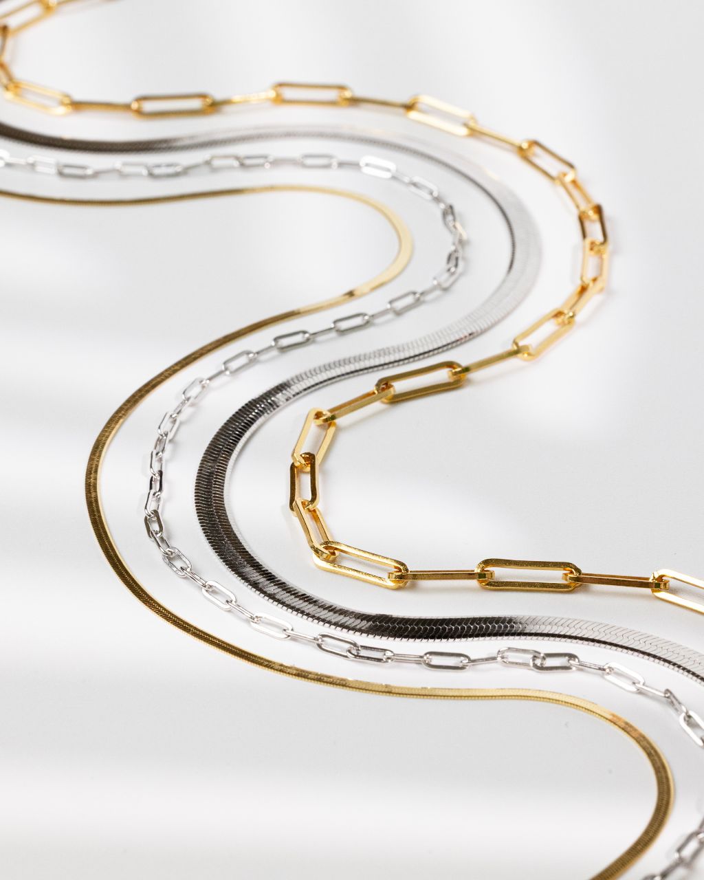 Sterling Silver Herringbone Chain Necklace — Multiple Lengths