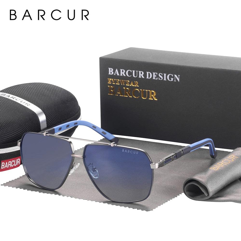 BARCUR 70s Square Polarized Sunglasses — Gradient UV400 Big Frame
