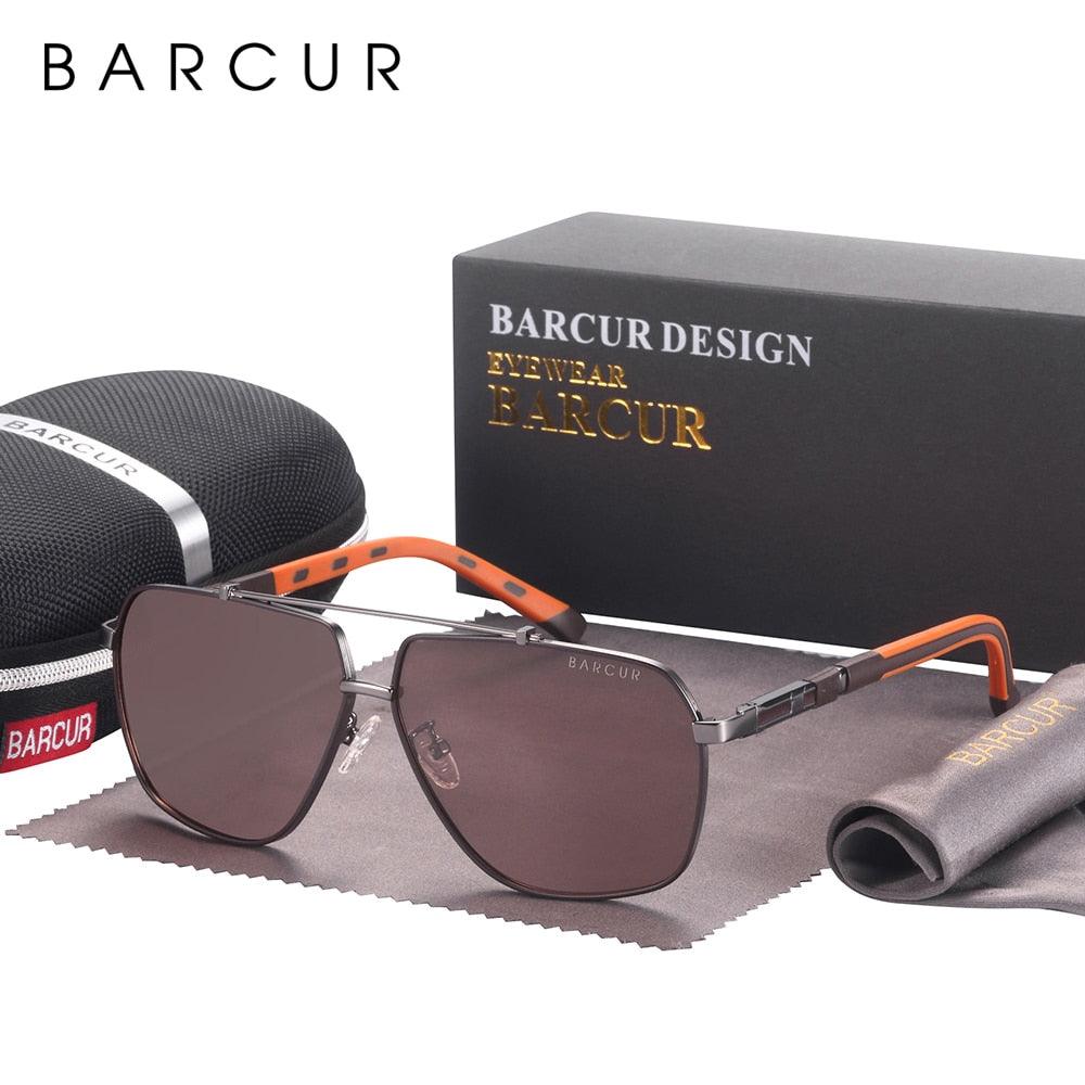 BARCUR 70s Square Polarized Sunglasses — Gradient UV400 Big Frame