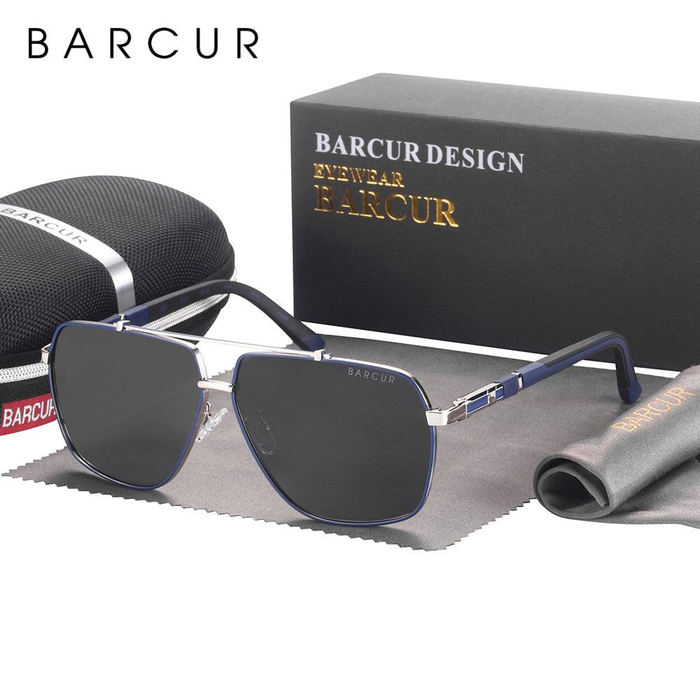 BARCUR 70s Square Polarized Sunglasses — Gradient UV400 Big Frame