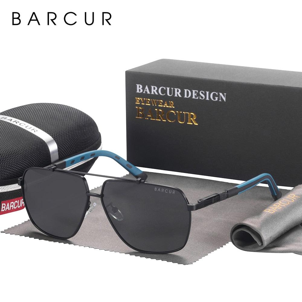 BARCUR 70s Square Polarized Sunglasses — Gradient UV400 Big Frame