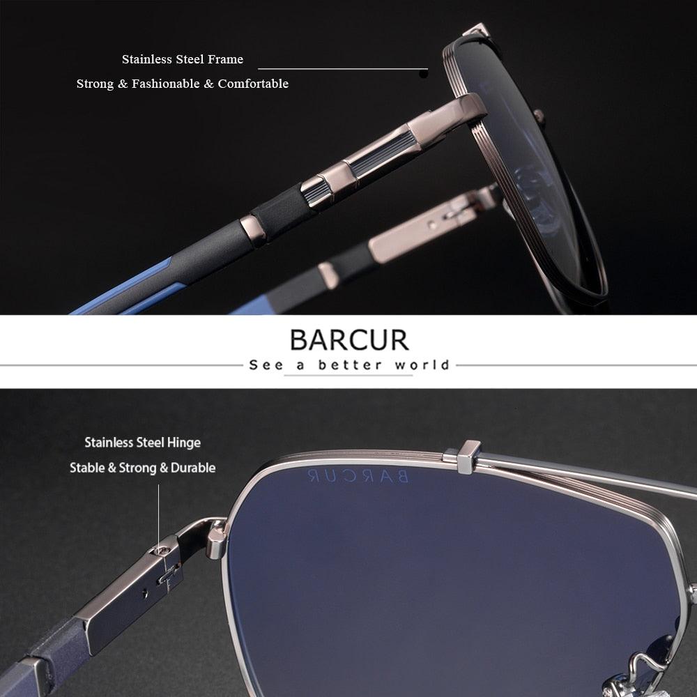 BARCUR 70s Square Polarized Sunglasses — Gradient UV400 Big Frame