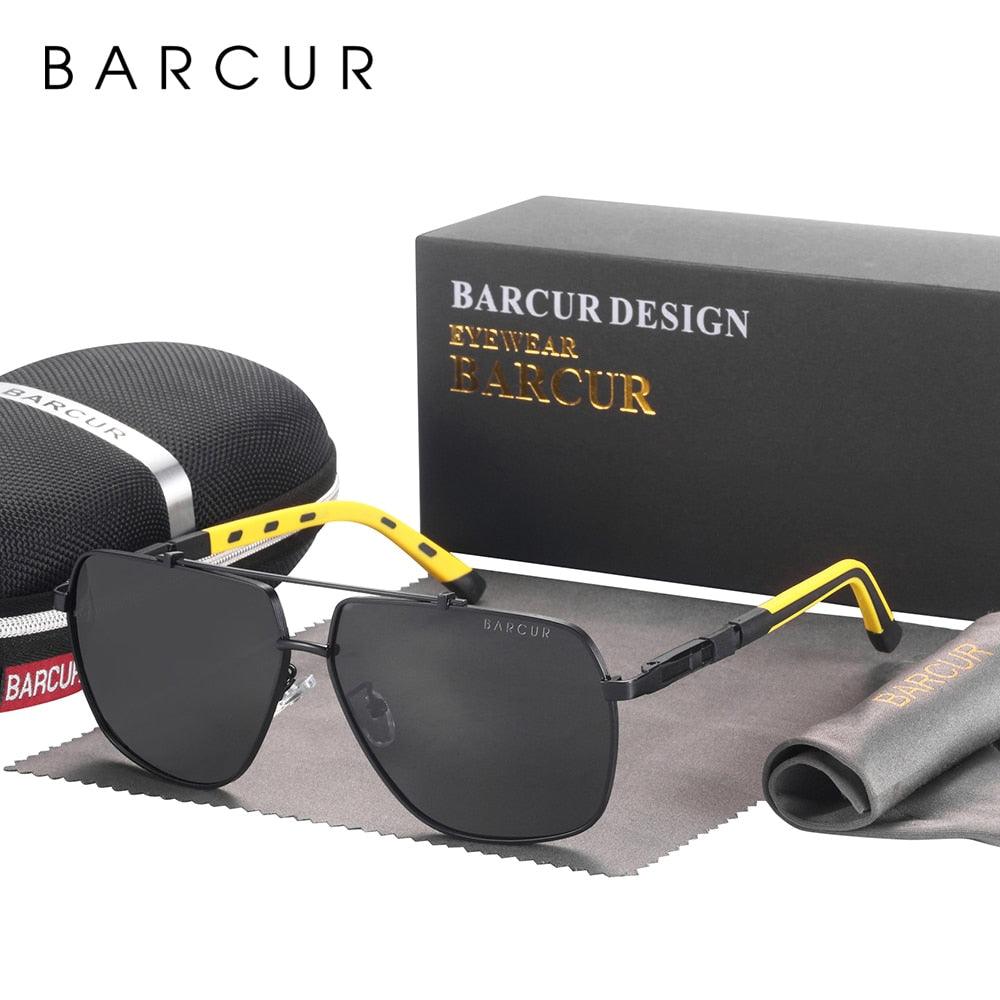 BARCUR 70s Square Polarized Sunglasses — Gradient UV400 Big Frame